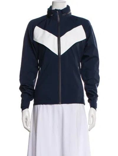 Pre-owned Tory Sport Colorblock Pattern Bomber Jacket In Blue