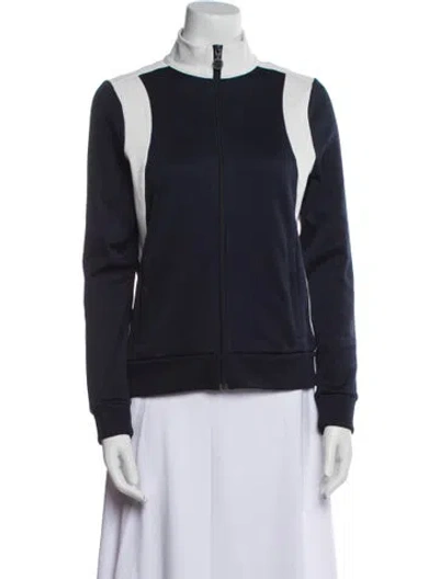 Pre-owned Tory Sport Colorblock Pattern Bomber Jacket In Blue