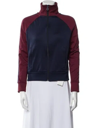 Pre-owned Tory Sport Colorblock Pattern Bomber Jacket In Blue