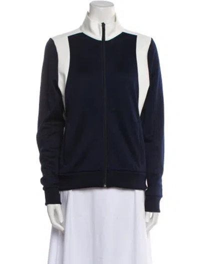 Pre-owned Tory Sport Colorblock Pattern Bomber Jacket In Blue