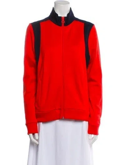 Pre-owned Tory Sport Colorblock Pattern Bomber Jacket W/ Tags In Orange