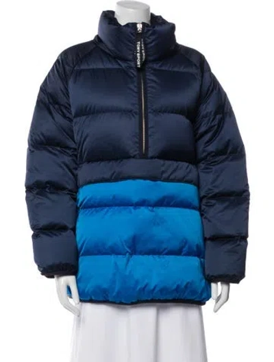 Pre-owned Tory Sport Colorblock Pattern Coat In Blue