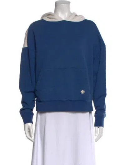 Pre-owned Tory Sport Colorblock Pattern Crew Neck Hoodie In Blue