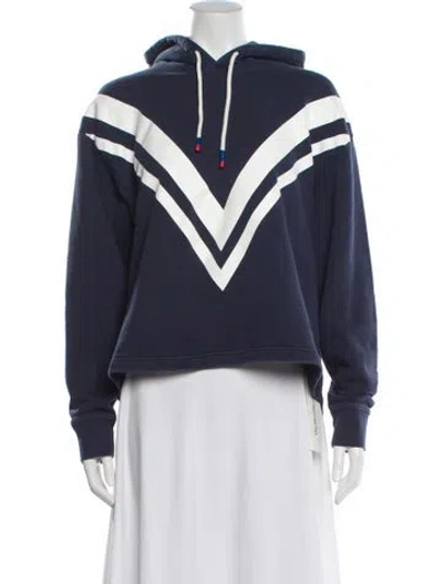 Pre-owned Tory Sport Colorblock Pattern Crew Neck Hoodie In Blue