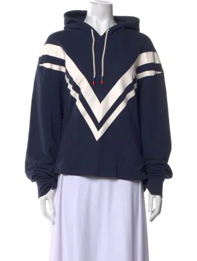 Pre-owned Tory Sport Colorblock Pattern Crew Neck Hoodie In Blue
