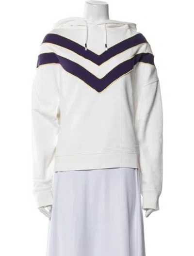 Pre-owned Tory Sport Colorblock Pattern Crew Neck Hoodie In White