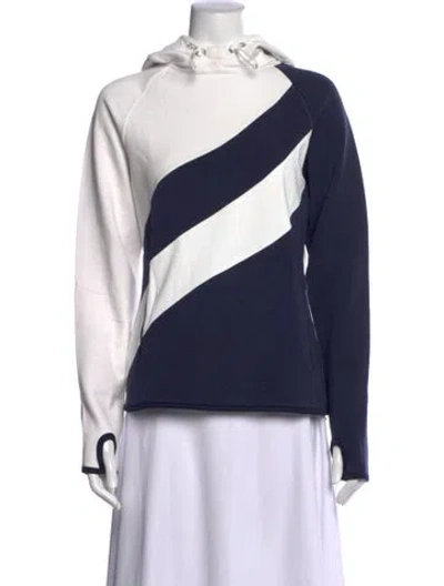 Pre-owned Tory Sport Colorblock Pattern Crew Neck Sweater In Blue