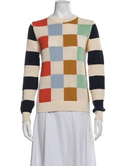 Pre-owned Tory Sport Colorblock Pattern Crew Neck Sweater In Multicolor