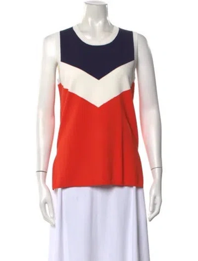 Pre-owned Tory Sport Colorblock Pattern Crew Neck Sweater In Orange