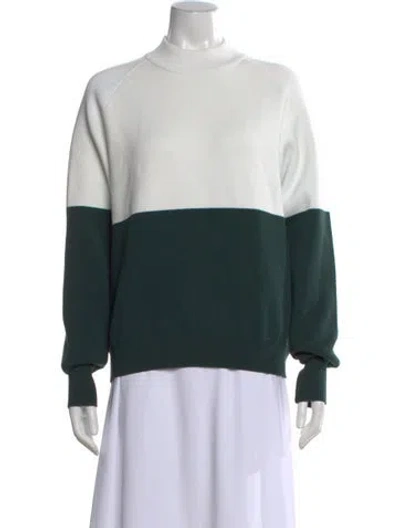 Pre-owned Tory Sport Colorblock Pattern Crew Neck Sweatshirt In Green