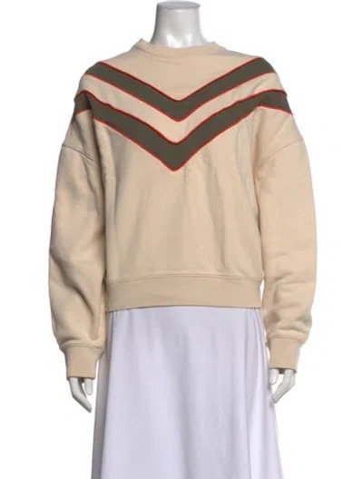 Pre-owned Tory Sport Colorblock Pattern Crew Neck Sweatshirt In Neutrals