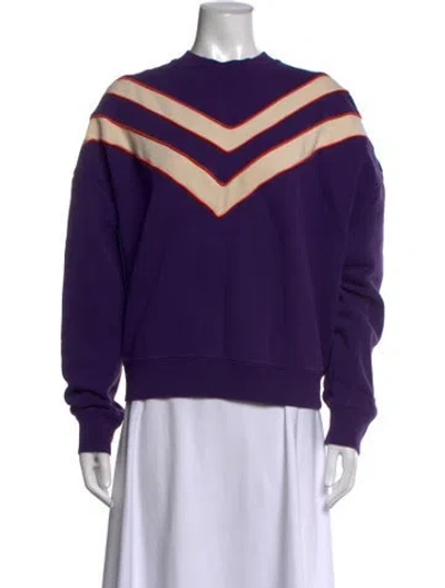Pre-owned Tory Sport Colorblock Pattern Crew Neck Sweatshirt In Purple