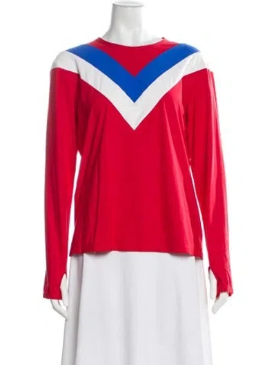 Pre-owned Tory Sport Colorblock Pattern Crew Neck Top In Red