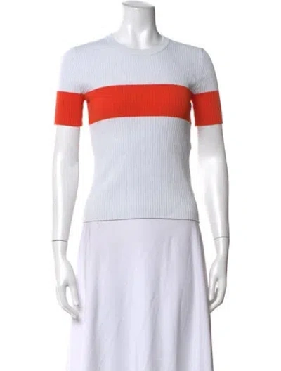 Pre-owned Tory Sport Colorblock Pattern Crew Neck T-shirt In Orange