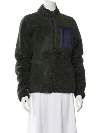 Pre-owned Tory Sport Colorblock Pattern Faux Fur Jacket In Black