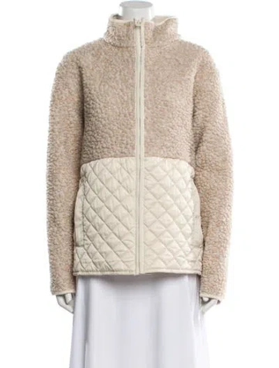 Pre-owned Tory Sport Colorblock Pattern Faux Fur Jacket In Neutral