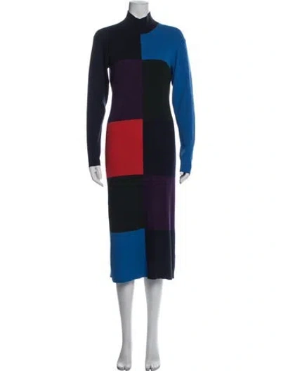 Pre-owned Tory Sport Colorblock Pattern Long Dress In Blue
