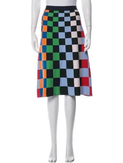 Pre-owned Tory Sport Colorblock Pattern Midi Length Skirt In Blue