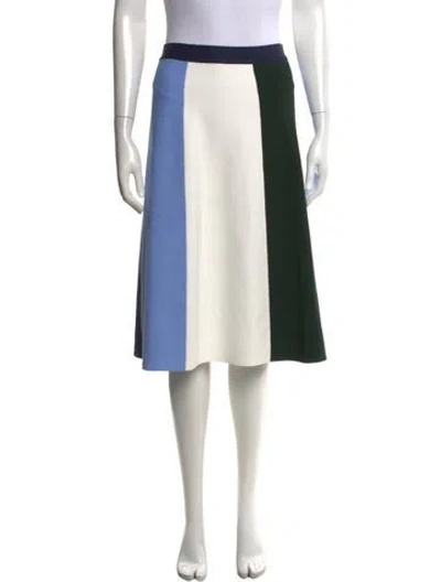 Pre-owned Tory Sport Colorblock Pattern Midi Length Skirt In Blue