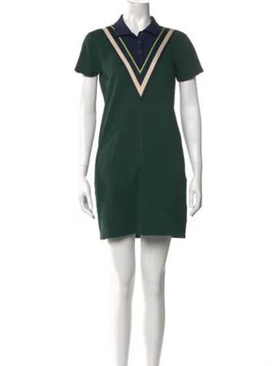 Pre-owned Tory Sport Colorblock Pattern Mini Dress In Green