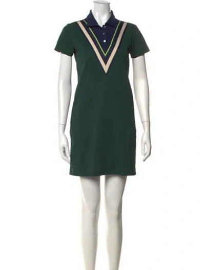 Pre-owned Tory Sport Colorblock Pattern Mini Dress In Green