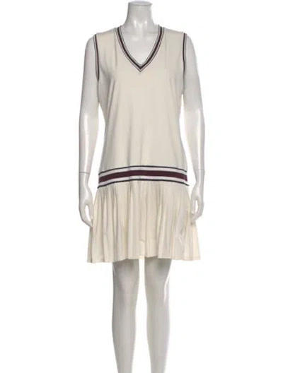 Pre-owned Tory Sport Colorblock Pattern Mini Dress In White