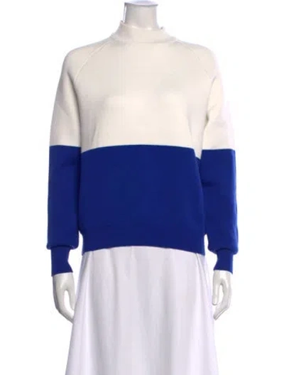 Pre-owned Tory Sport Colorblock Pattern Mock Neck Sweater In Blue