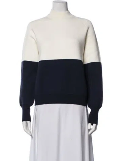 Pre-owned Tory Sport Colorblock Pattern Mock Neck Sweater In Blue