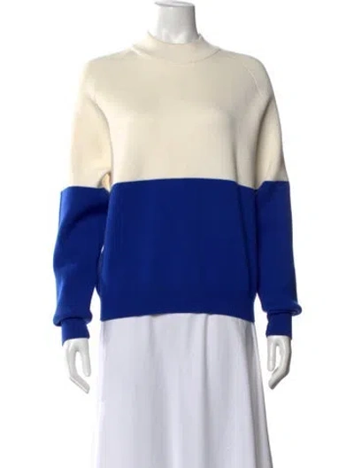 Pre-owned Tory Sport Colorblock Pattern Mock Neck Sweater In Blue/neutrals