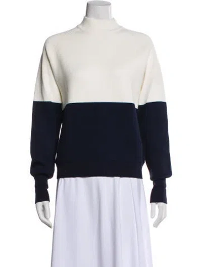 Pre-owned Tory Sport Colorblock Pattern Mock Neck Sweatshirt In Blue