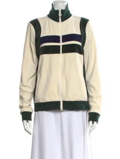 Pre-owned Tory Sport Colorblock Pattern Mock Neck Sweatshirt In Neutral