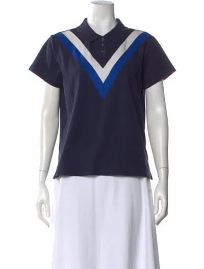 Pre-owned Tory Sport Colorblock Pattern Short Sleeve Polo In Blue