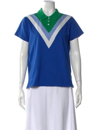 Pre-owned Tory Sport Colorblock Pattern Short Sleeve Polo In Blue