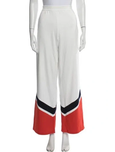 Pre-owned Tory Sport Colorblock Pattern Sweatpants In White
