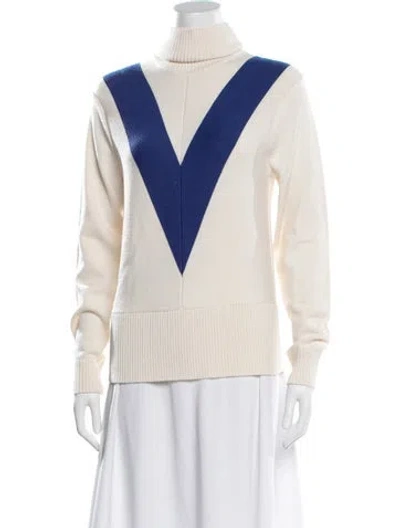 Pre-owned Tory Sport Colorblock Pattern Turtleneck Sweater In Neutral