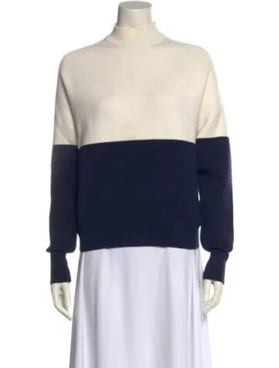 Pre-owned Tory Sport Colorblock Pattern Turtleneck Sweatshirt In Blue