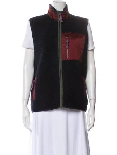 Pre-owned Tory Sport Colorblock Pattern Vest In Black