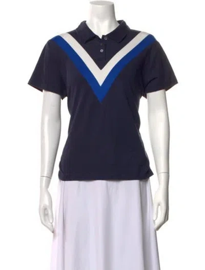 Pre-owned Tory Sport Colorblock Pattern V-neck Polo In Blue