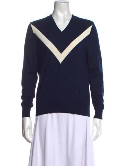Pre-owned Tory Sport Colorblock Pattern V-neck Sweater In Blue