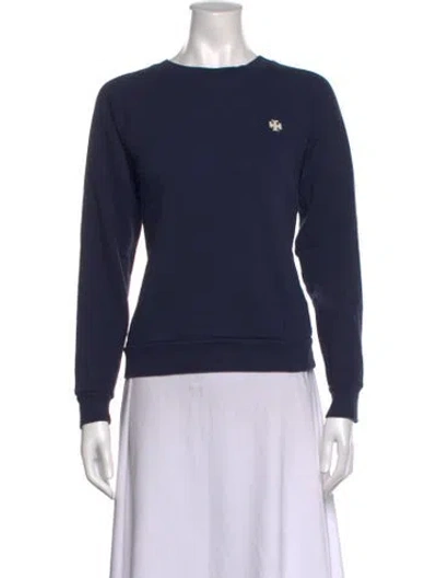 Pre-owned Tory Sport Crew Neck Long Sleeve Sweatshirt In Blue