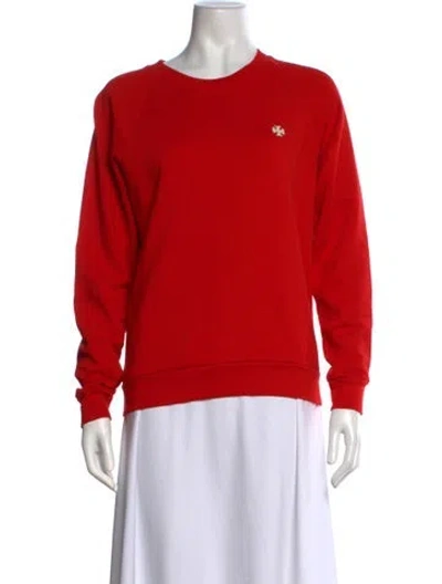 Pre-owned Tory Sport Crew Neck Long Sleeve Sweatshirt In Red