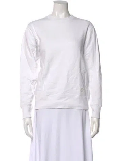 Pre-owned Tory Sport Crew Neck Long Sleeve Sweatshirt In White