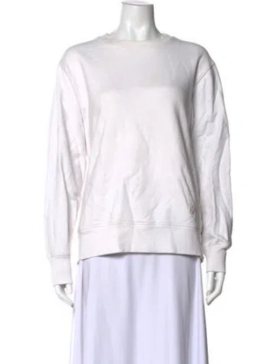 Pre-owned Tory Sport Crew Neck Long Sleeve Sweatshirt In White