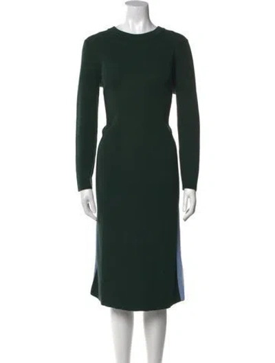 Pre-owned Tory Sport Crew Neck Midi Length Dress In Green
