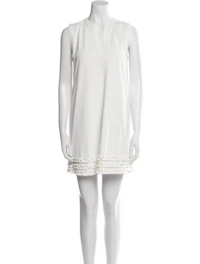 Pre-owned Tory Sport Crew Neck Mini Dress In White
