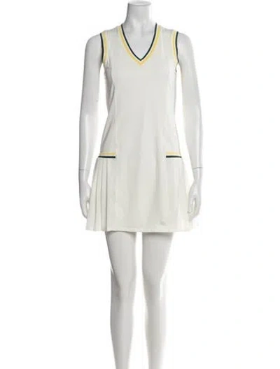 Pre-owned Tory Sport Crew Neck Mini Dress In White