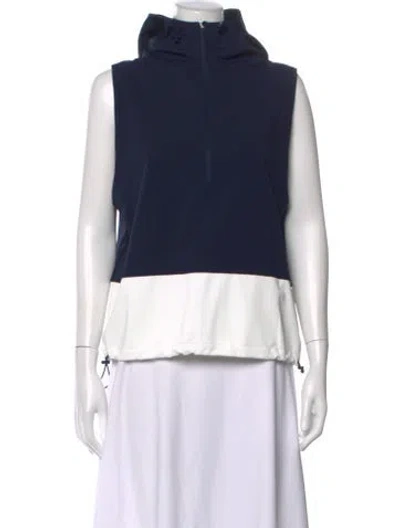 Pre-owned Tory Sport Crew Neck Sleeveless Hoodie In Blue