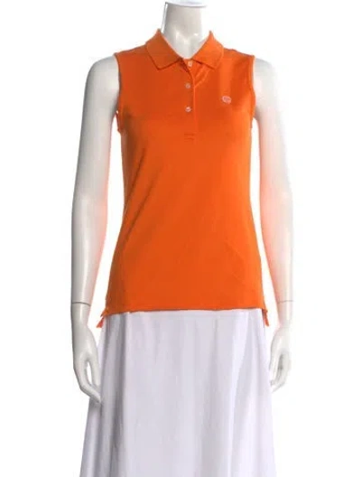 Pre-owned Tory Sport Crew Neck Sleeveless Polo In Orange