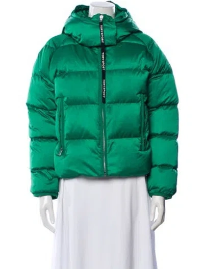 Pre-owned Tory Sport Down Jacket In Green
