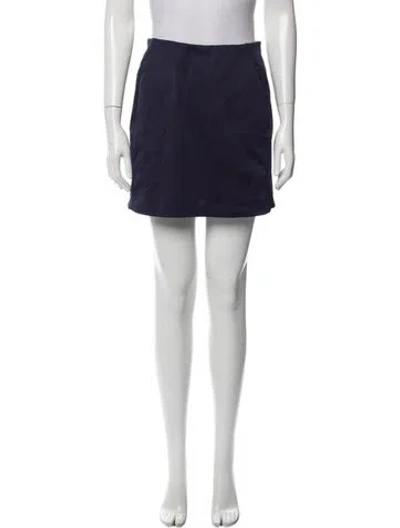 Pre-owned Tory Sport Embroidered Accent Mini Skirt In Blue